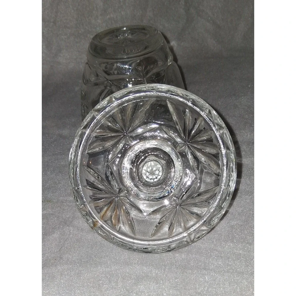 Vintage Anchor Hocking Clear  Glass‎ Star of David Sugar / Lid & Creamer